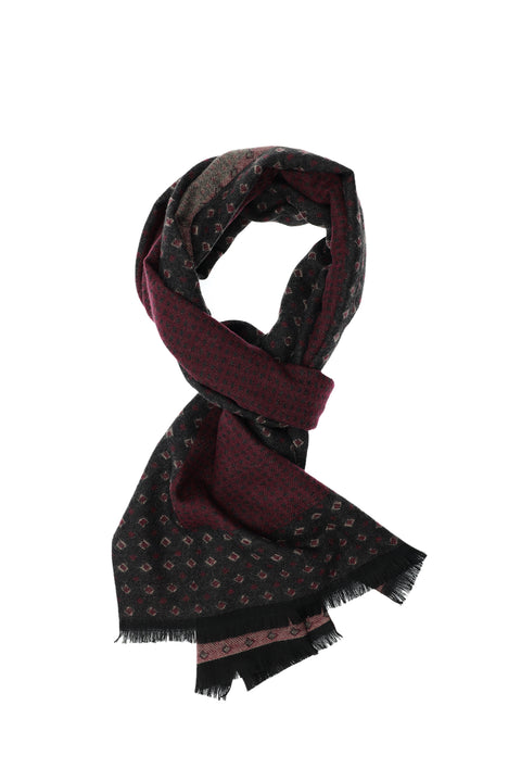 Koyu Bordo Çift Taraflı Desenli Atkı