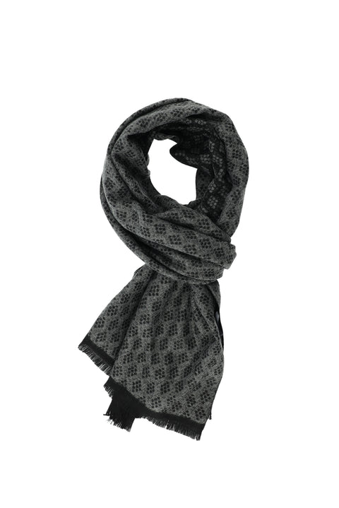 Koyu Lacivert Çift Taraflı Desenli Atkı