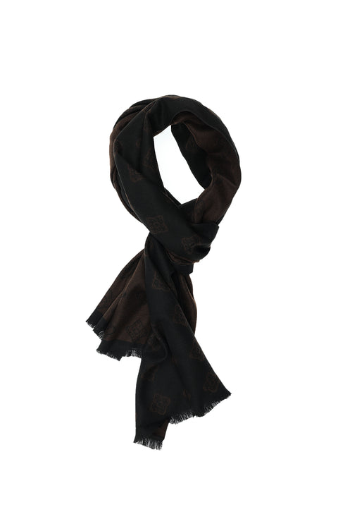 Siyah Çift Taraflı Desenli Atkı