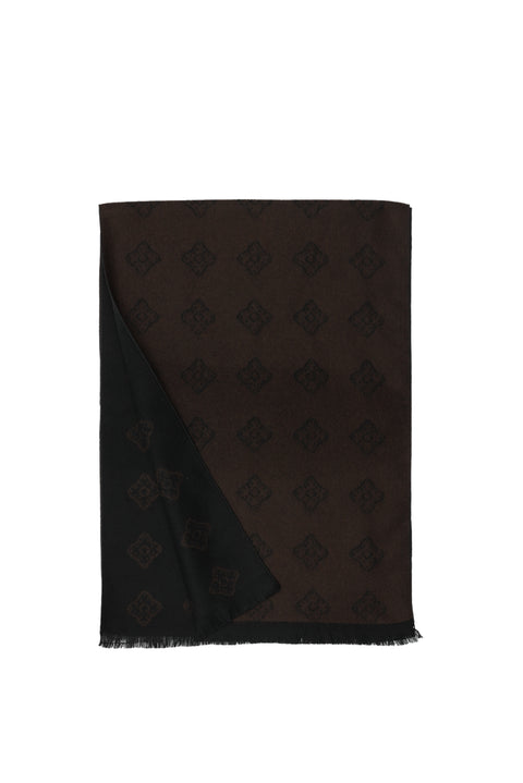 Siyah Çift Taraflı Desenli Atkı