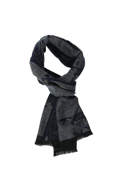 Siyah Çift Taraflı Desenli Atkı