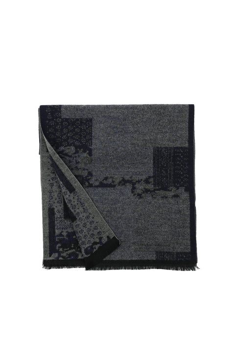 Siyah Çift Taraflı Desenli Atkı