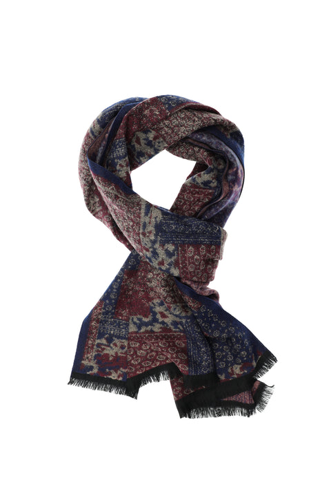 Koyu Bordo Desenli Atkı