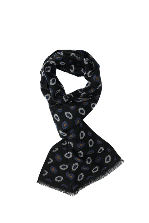 Koyu Lacivert Desenli Atkı