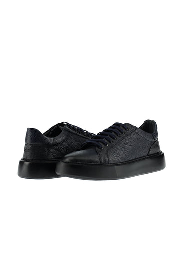 Koyu Lacivert Sneaker Deri Ayakkabı