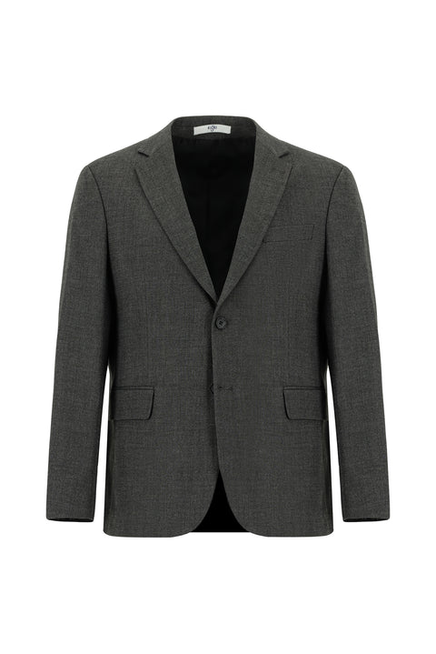 Orta Füme 4 Drop Relaxed Fit Rahat Kesim Klasik Desenli Ceket