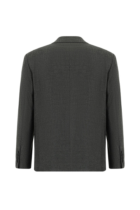 Orta Füme 4 Drop Relaxed Fit Rahat Kesim Klasik Desenli Ceket