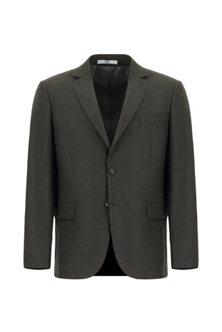  Koyu Kahve Relaxed Fit Rahat Kesim Klasik Desenli Ceket