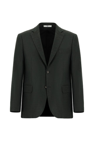  Koyu Haki Relaxed Fit Rahat Kesim Klasik Desenli Ceket