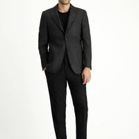 Siyah Regular Fit Desenli Likralı Spor Ceket