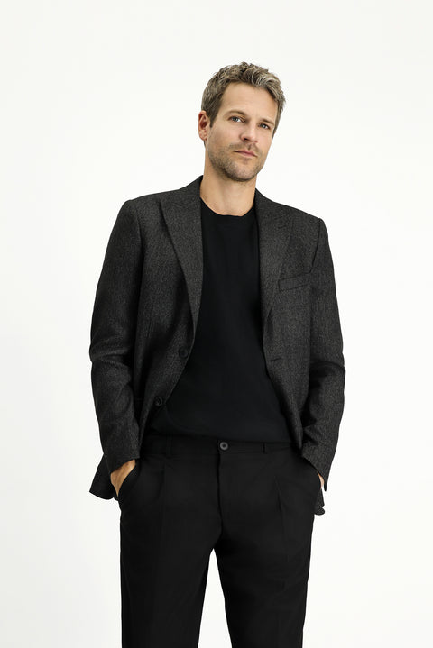 Siyah 6 Drop Regular Fit Standart Kesim Desenli Likralı Spor Ceket