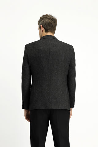  Siyah Regular Fit Desenli Likralı Spor Ceket