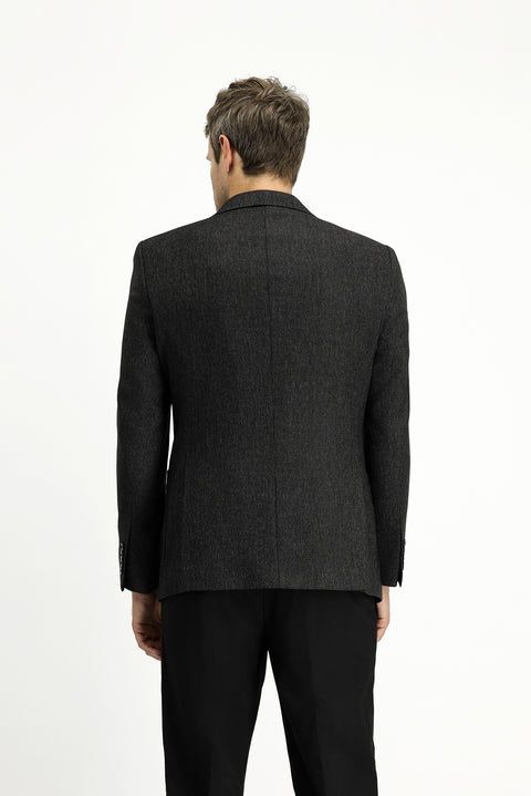 Siyah 6 Drop Regular Fit Standart Kesim Desenli Likralı Spor Ceket