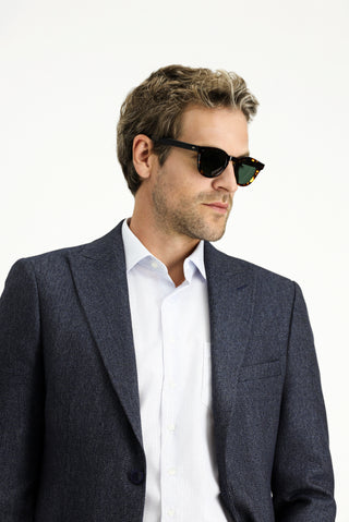  Koyu Lacivert Regular Fit Desenli Likralı Spor Ceket