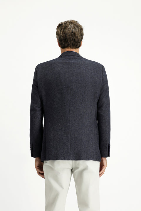 Koyu Lacivert 6 Drop Regular Fit Standart Kesim Desenli Likralı Spor Ceket