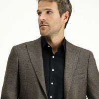 Koyu Kahve Regular Fit Desenli Likralı Spor Ceket