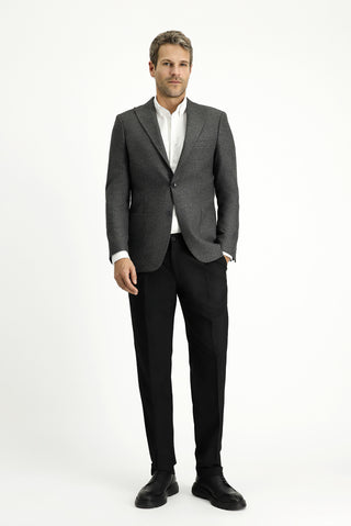  Orta Antrasit Regular Fit Desenli Likralı Spor Ceket