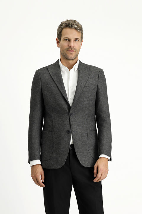 Orta Antrasit 6 Drop Regular Fit Standart Kesim Desenli Likralı Spor Ceket