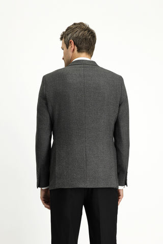  Orta Antrasit Regular Fit Desenli Likralı Spor Ceket