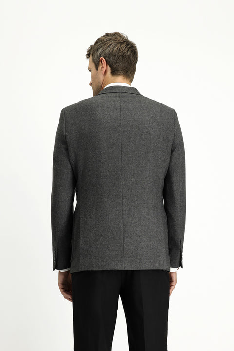 Orta Antrasit 6 Drop Regular Fit Standart Kesim Desenli Likralı Spor Ceket