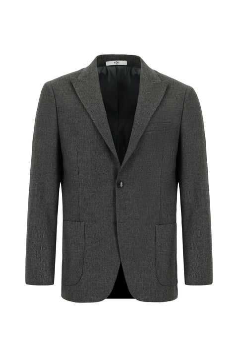 Orta Antrasit 6 Drop Regular Fit Standart Kesim Desenli Likralı Spor Ceket