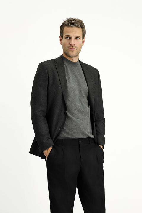 Siyah 7 Drop Super Slim Fit Eksra Dar Kesim Desenli Spor Ceket