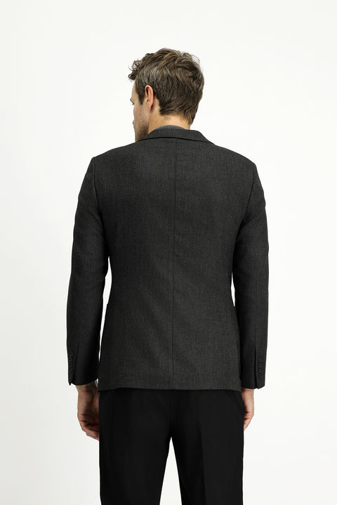 Siyah 7 Drop Super Slim Fit Eksra Dar Kesim Desenli Spor Ceket