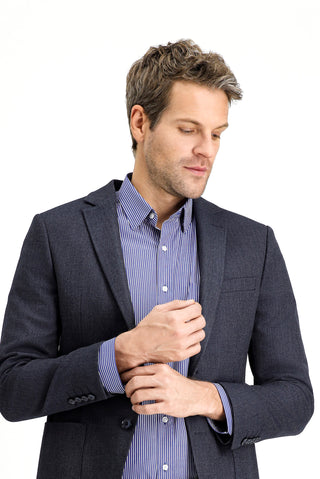  Koyu Lacivert Super Slim Fit Ekstra Dar Kesim Desenli Spor Ceket