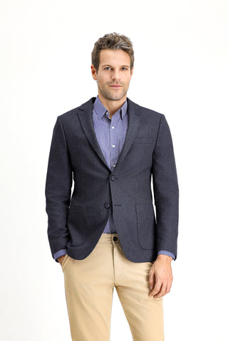  Koyu Lacivert Super Slim Fit Ekstra Dar Kesim Desenli Spor Ceket