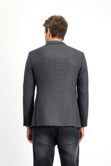 Orta Antrasit Super Slim Fit Ekstra Dar Kesim Desenli Spor Ceket