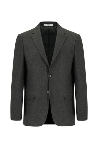  Koyu Antrasit Relaxed Fit Rahat Kesim Desenli Klasik Ceket