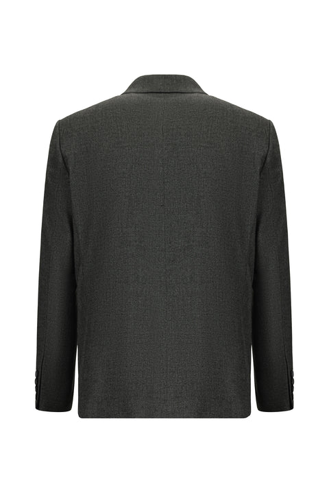 Koyu Antrasit 4 Drop Relaxed Fit Rahat Kesim Desenli Klasik Ceket