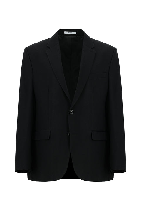 Siyah 4 Drop Relaxed Fit Rahat Kesim Desenli Klasik Ceket