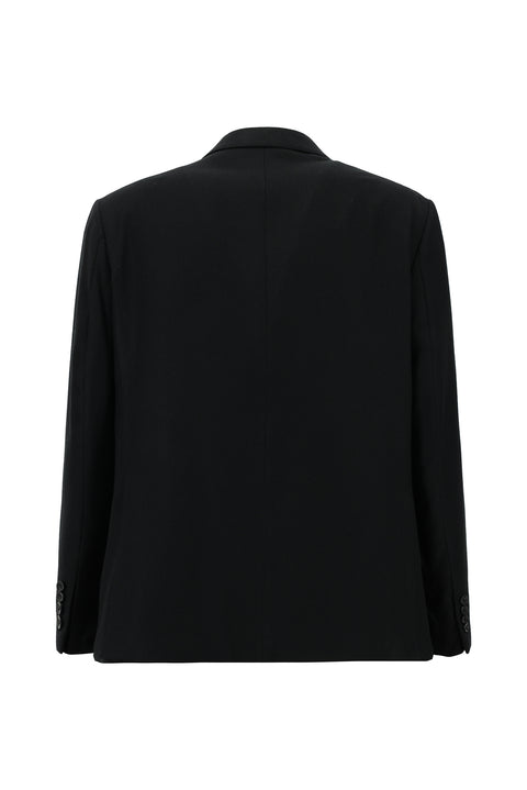 Siyah 4 Drop Relaxed Fit Rahat Kesim Desenli Klasik Ceket