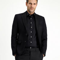 Siyah Slim Fit Dar Kesim Desenli Klasik Ceket