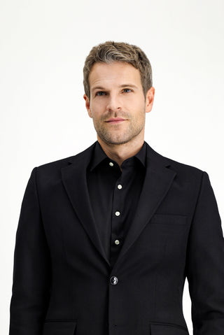  Siyah Slim Fit Dar Kesim Desenli Klasik Ceket