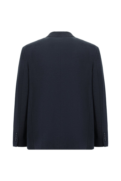 Koyu Lacivert 4 Drop Relaxed Fit Rahat Kesim Klasik Desenli Örme Ceket