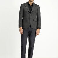 Koyu Füme Super Slim Fit Ekstra Dar Kesim Klasik Desenli Örme Ceket