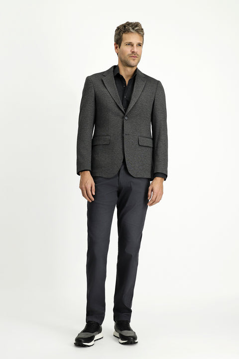 Koyu Füme 7 Drop Super Slim Fit Eksra Dar Kesim Klasik Desenli Örme Ceket