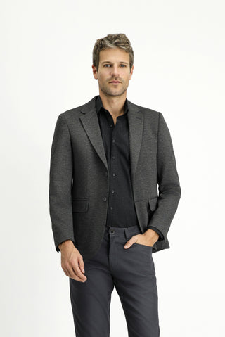  Koyu Füme 7 Drop Slim Fit Dar Kesim Klasik Desenli Örme Ceket