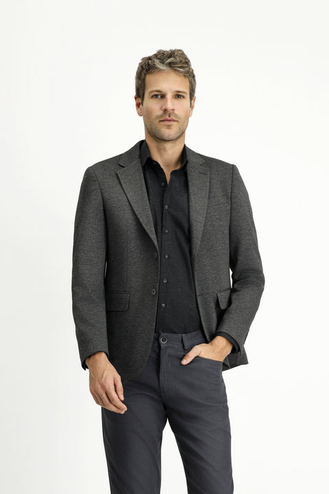 Koyu Füme 7 Drop Slim Fit Dar Kesim Klasik Desenli Örme Ceket