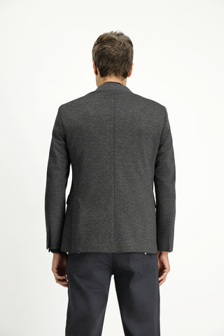  Koyu Füme Slim Fit Dar Kesim Klasik Desenli Örme Ceket