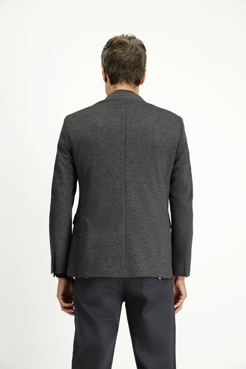 Koyu Füme 7 Drop Super Slim Fit Eksra Dar Kesim Klasik Desenli Örme Ceket