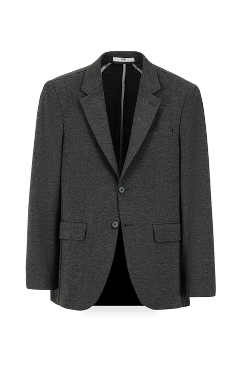 Koyu Füme 7 Drop Slim Fit Dar Kesim Klasik Desenli Örme Ceket