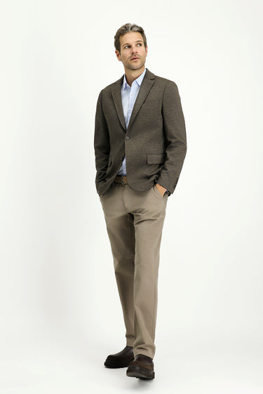 Açık Kahve  Super Slim Fit Ekstra Dar Kesim Klasik Desenli Örme Ceket