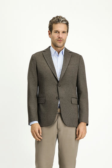Açık Kahve  Super Slim Fit Ekstra Dar Kesim Klasik Desenli Örme Ceket