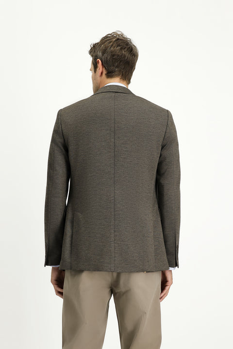 Açık Kahve  6 Drop Regular Fit Standart Kesim Klasik Desenli Örme Ceket