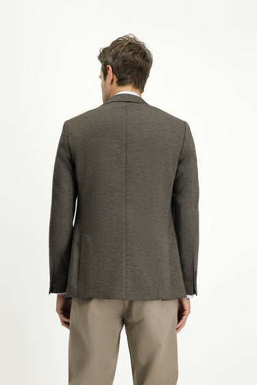 Açık Kahve  Super Slim Fit Ekstra Dar Kesim Klasik Desenli Örme Ceket