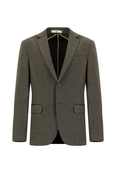 Açık Kahve  Super Slim Fit Ekstra Dar Kesim Klasik Desenli Örme Ceket