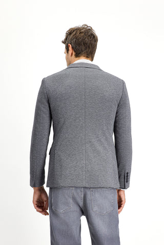  Koyu Antrasit Super Slim Fit Ekstra Dar Kesim Klasik Desenli Örme Ceket